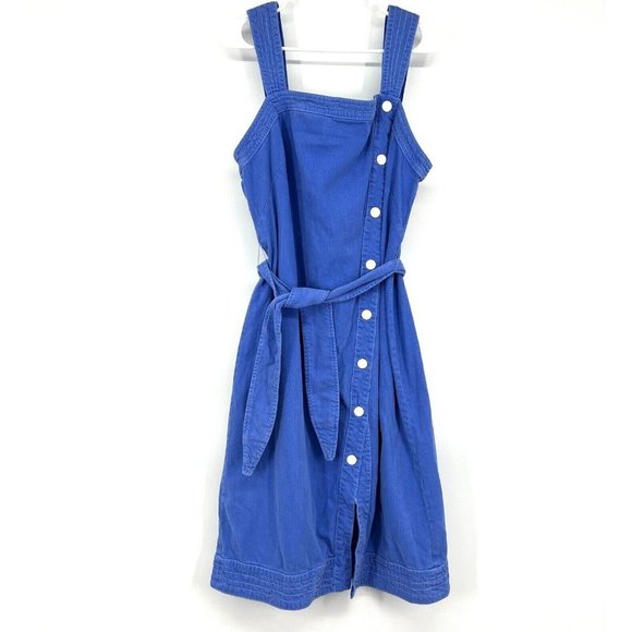 Anthropologie Maeve Elizabeth Dress Blue Button Front Sleeveless - Picture 3 of 12